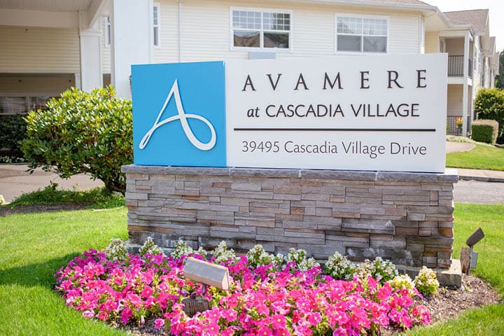 Avamere at Cascadia Village Front Sign